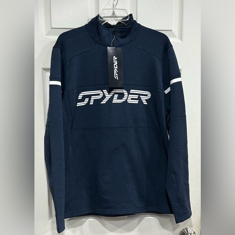 Spyder Mens M Medium Speed Fleece Half Zip Fleece Jacket True Navy Blue NWT